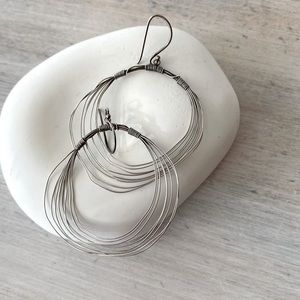 Multi Wired Wrapped Silver Wire Hoops.